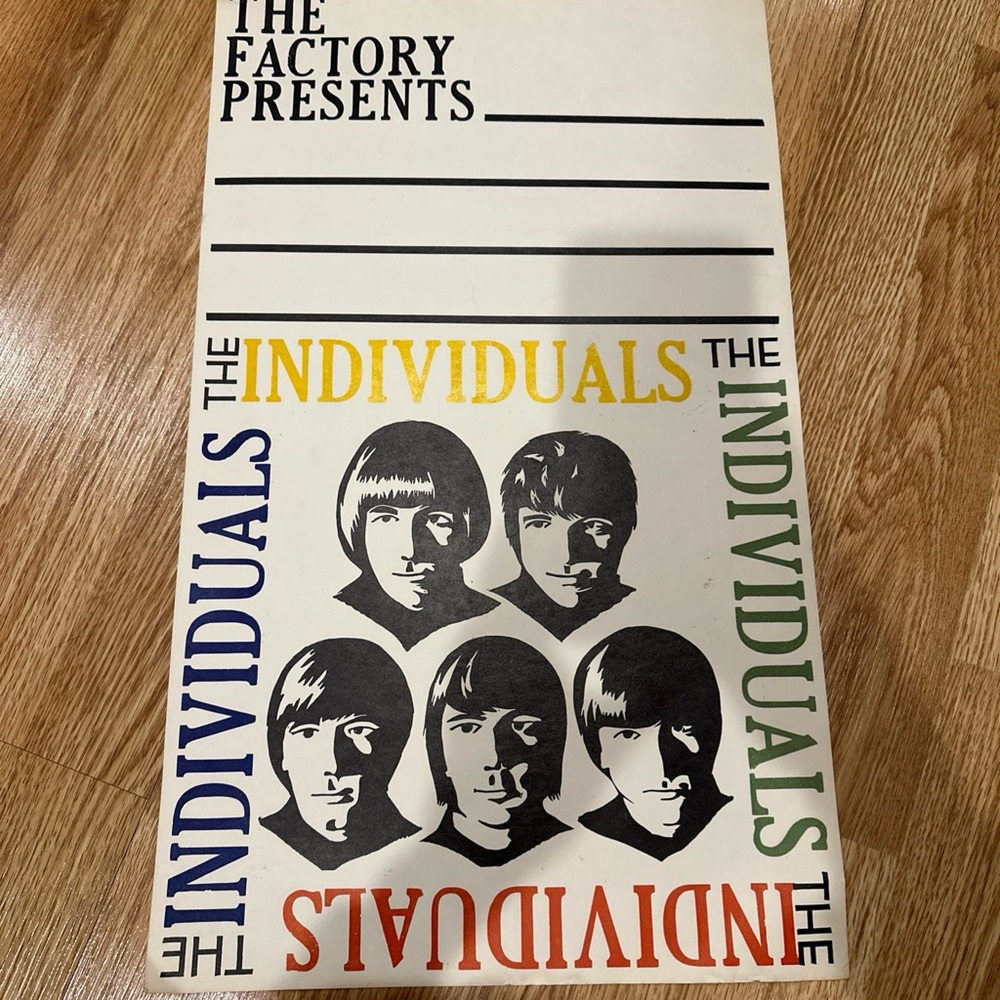 The Factory Presents The Individuals Poster Vintage 70s band poster